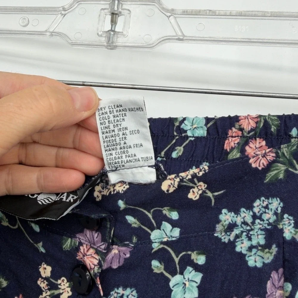 Sag Harbor Maxi Skirt Floral Button Front Elastic Waist Casual Summer Large